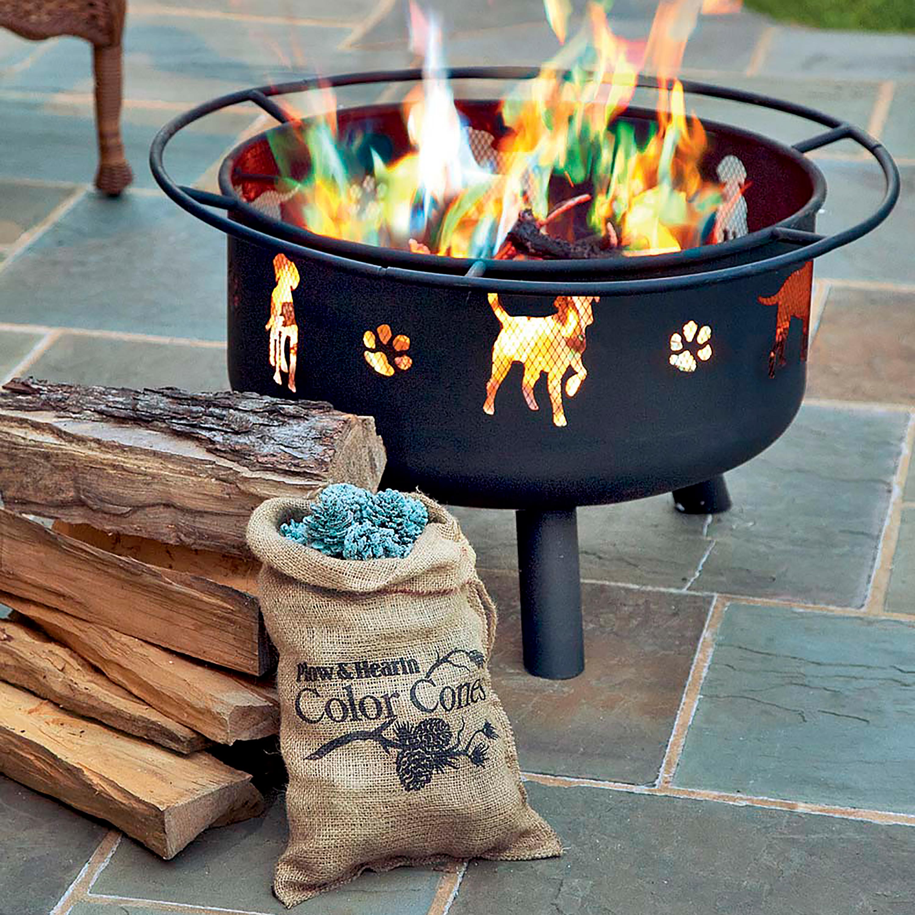 Color Cones that Create Blue and Green Flames in the Fireplace