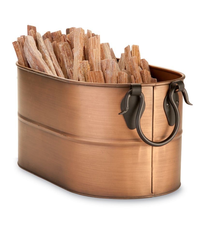 Small Copper Finished Firewood Bucket With 5 lbs. Fatwood