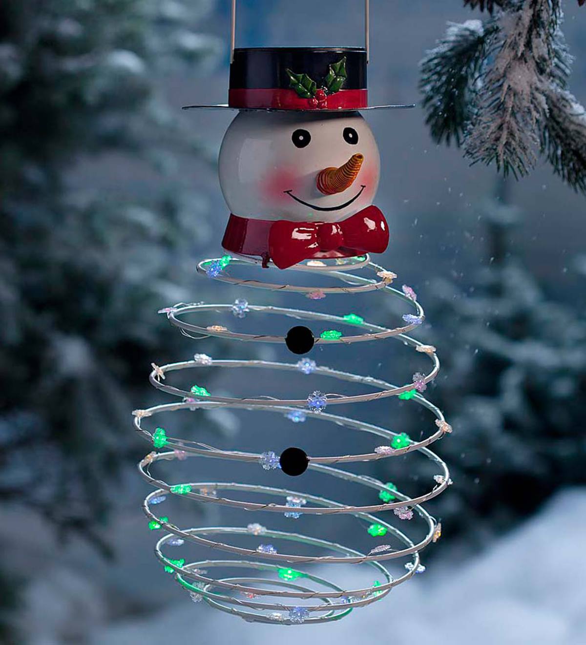 Solar-Powered Lighted Snowman Hanging Decoration