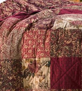 King Cranberry Floral Patchwork Quilt Set