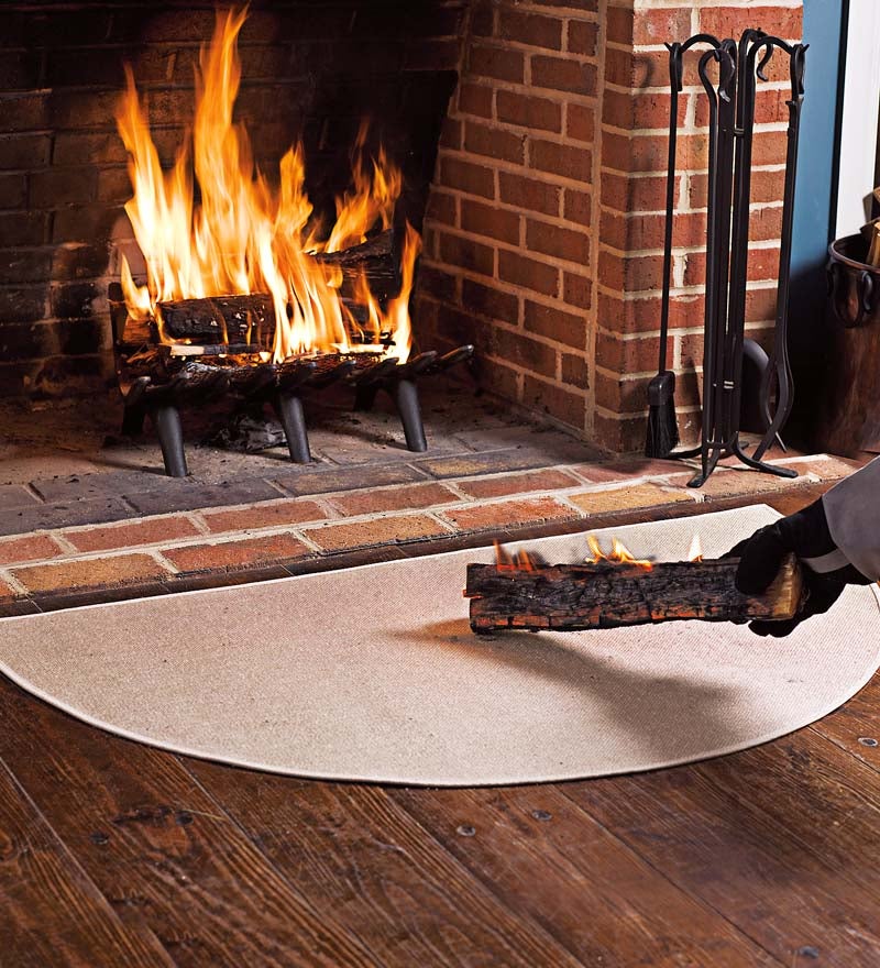 Flame Resistant Fiberglass Half Round Hearth Rug, 27" x 48"