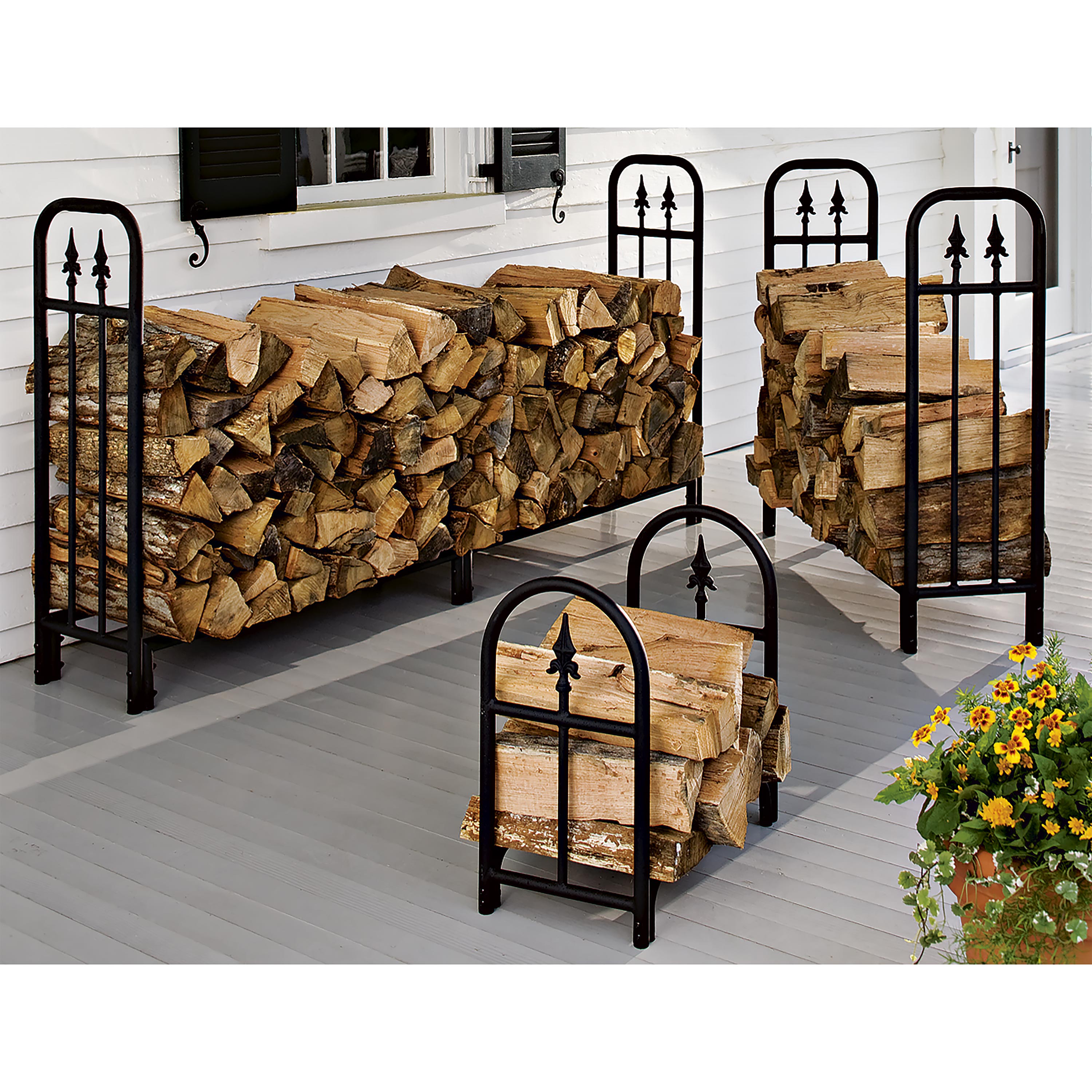 Heavy Duty Steel Wood Rack with Finial Design