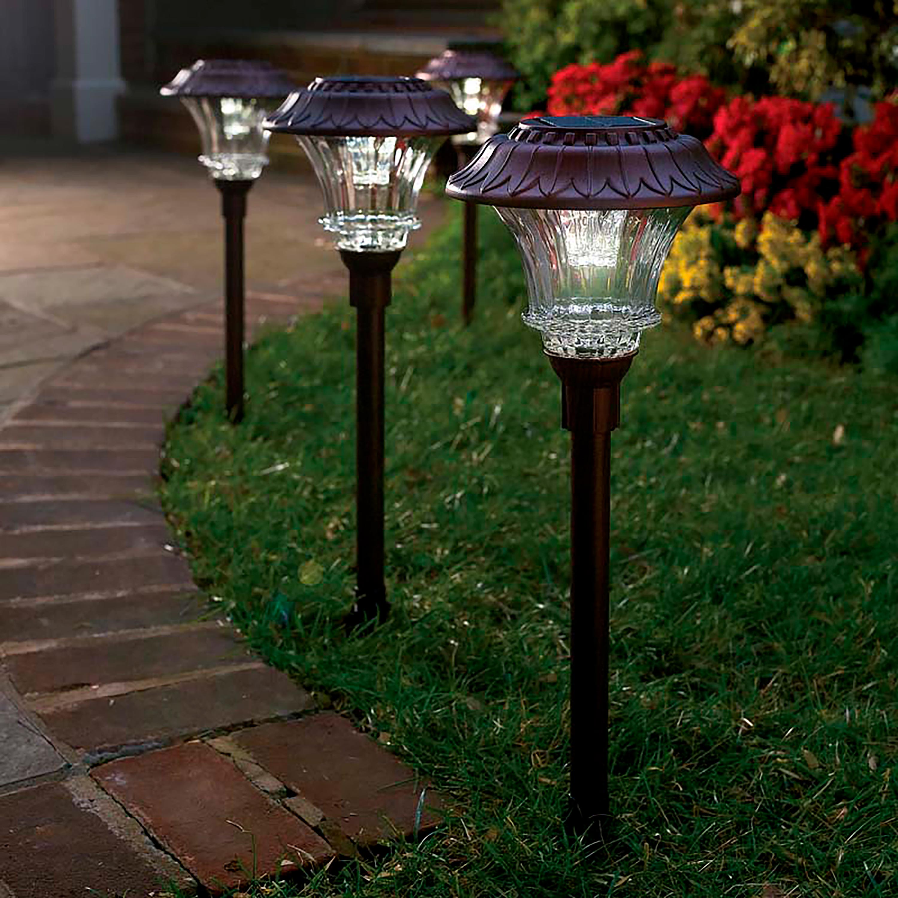 Super-Bright Solar LED Path Lights, Set of 4