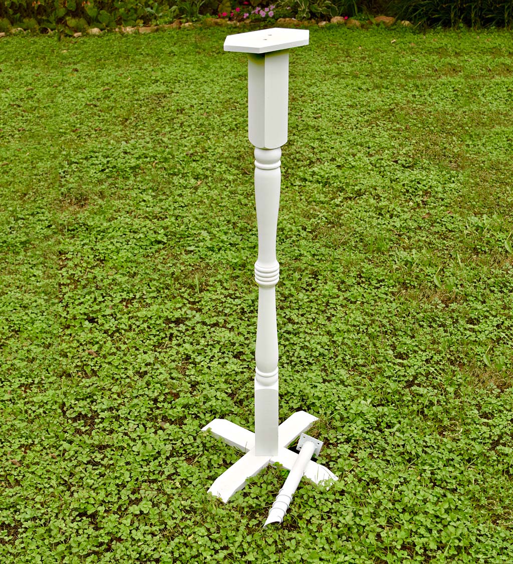 Kingsgate Cottage Lighted Birdhouse and Pedestal Pole Set - White