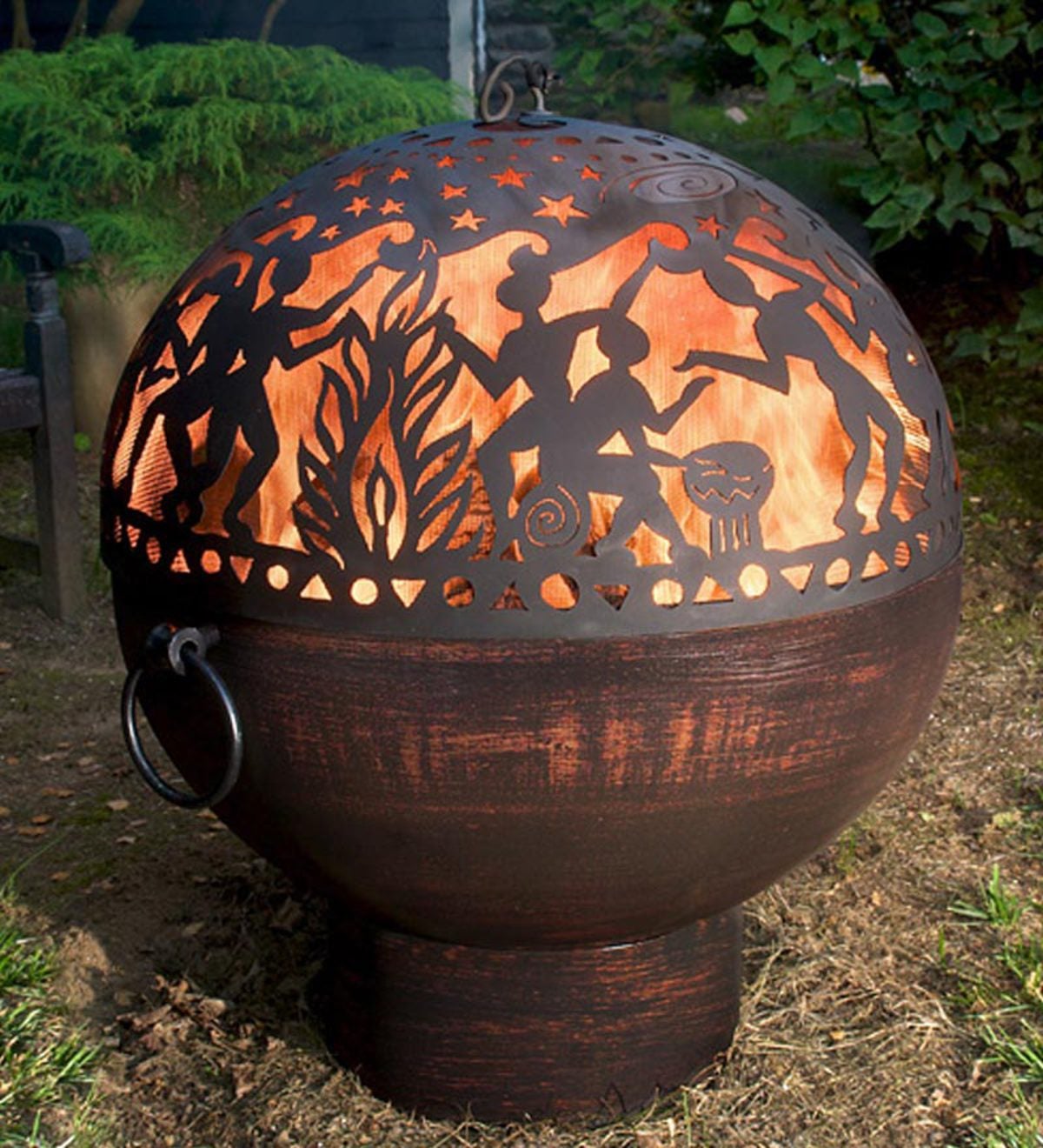 Weather-Resistant Large Outdoor Moon Party Fire Bowl With Cutouts