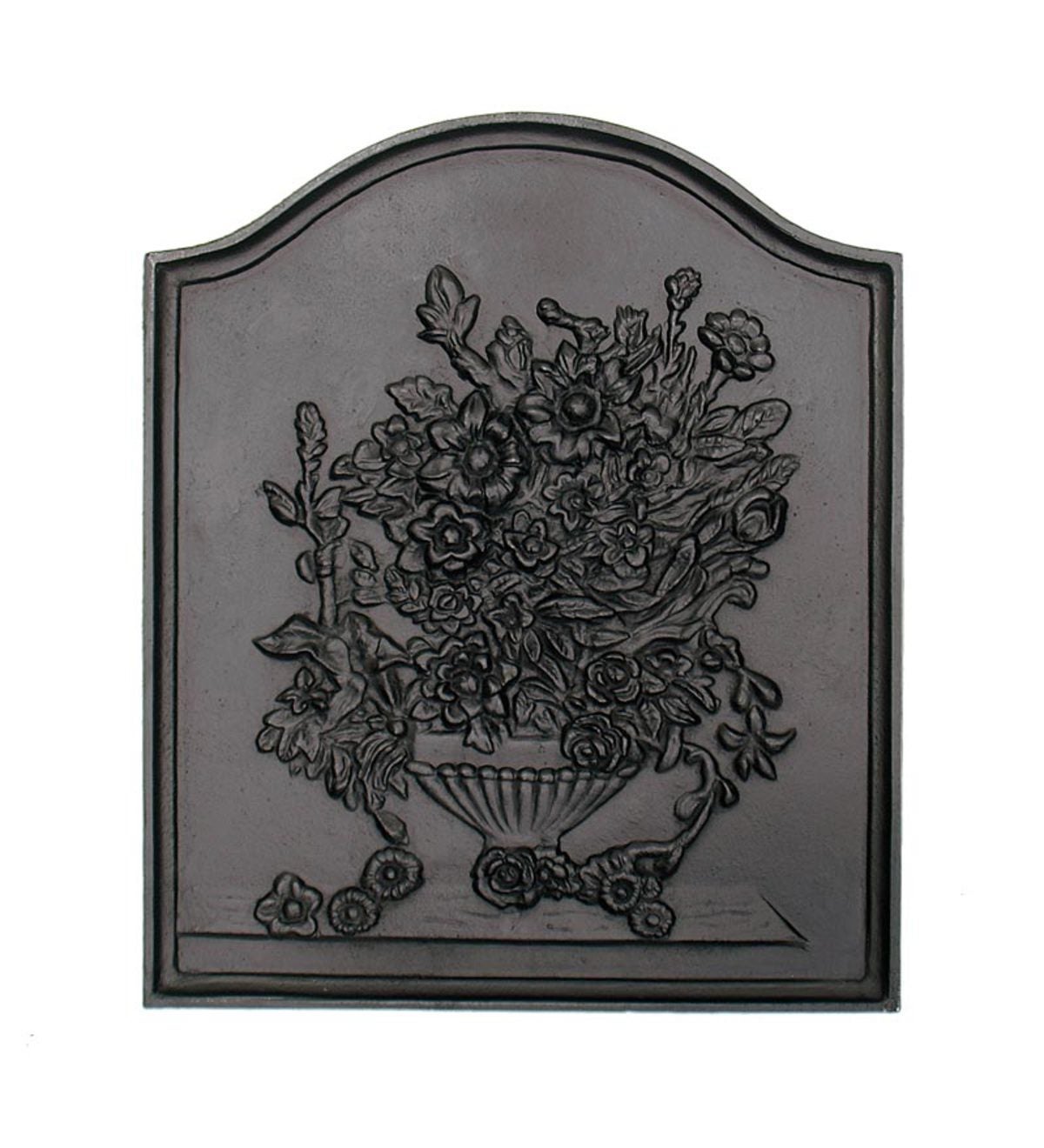 Bouquet Cast Iron Fireplace Fireback In Matte Black Finish