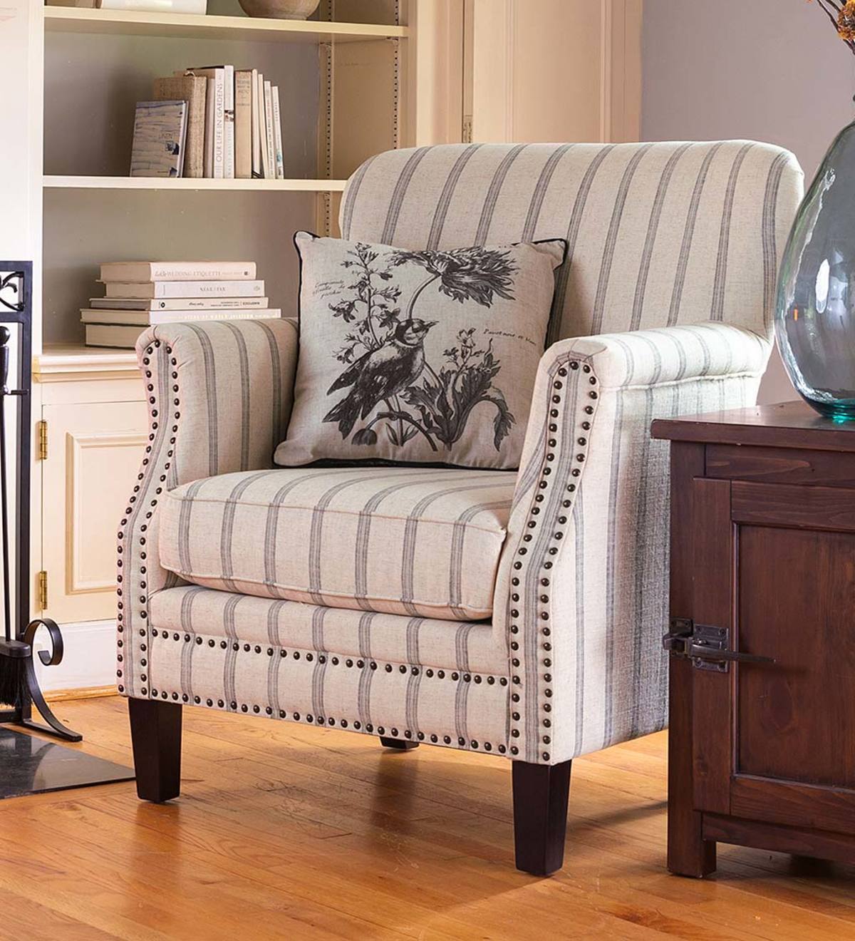 Classic Ticking Stripe Upholstered Club Chair