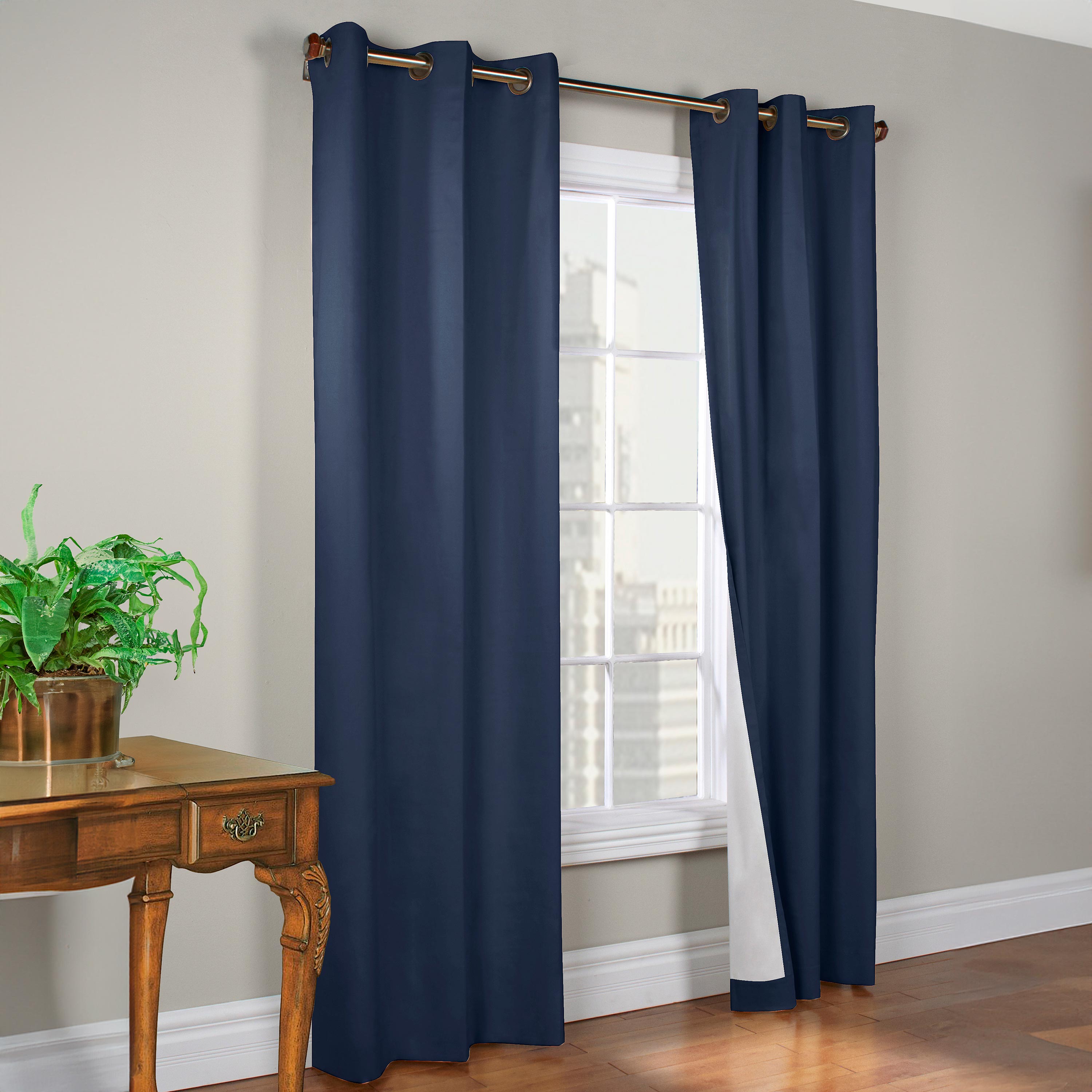 84"L Double-Width Thermalogic Energy Efficient Insulated Solid Grommet-Top Curtain Pair