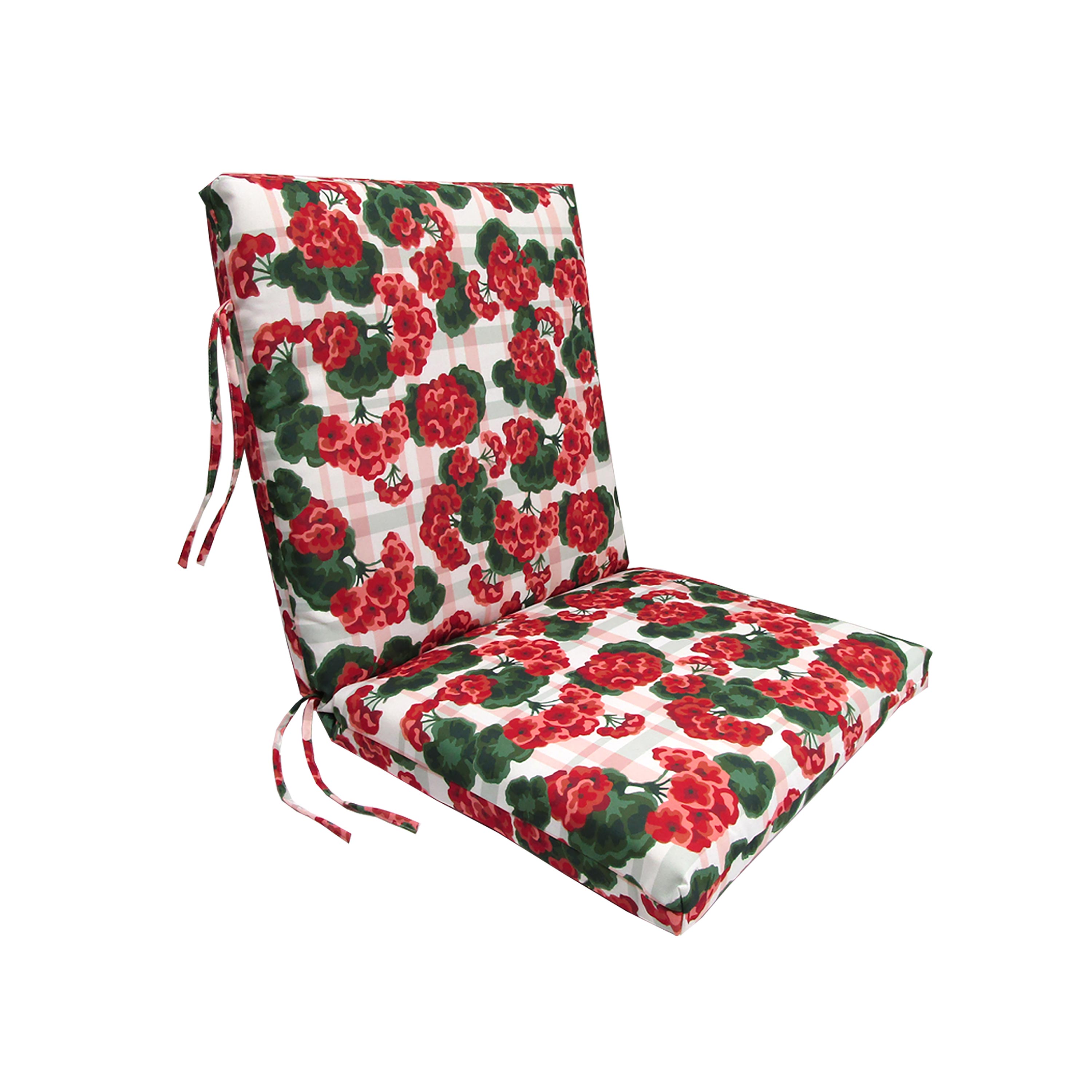 Polyester Classic Large Club Chair Cushion With Ties, 44" x 22" with hinge 22" from bottom