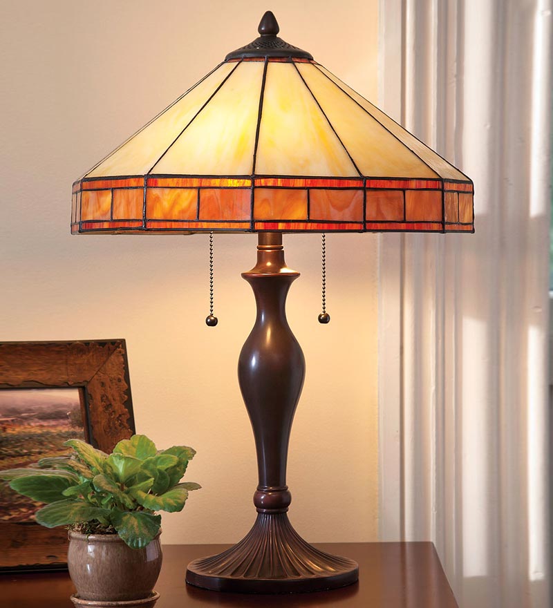 Tiffany-Style Stained Glass Mission Style Table Lamp