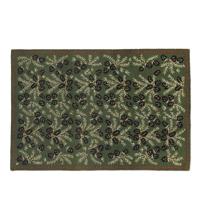 Pine Cone Hand-Hooked Wool Rug, 6' x 9'