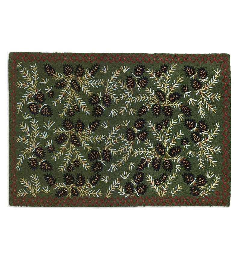 Pine Cone Hand-Hooked Wool Rug