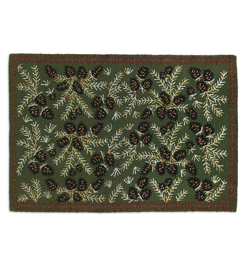 Pine Cone Hand-Hooked Wool Rug, 4' x 6'