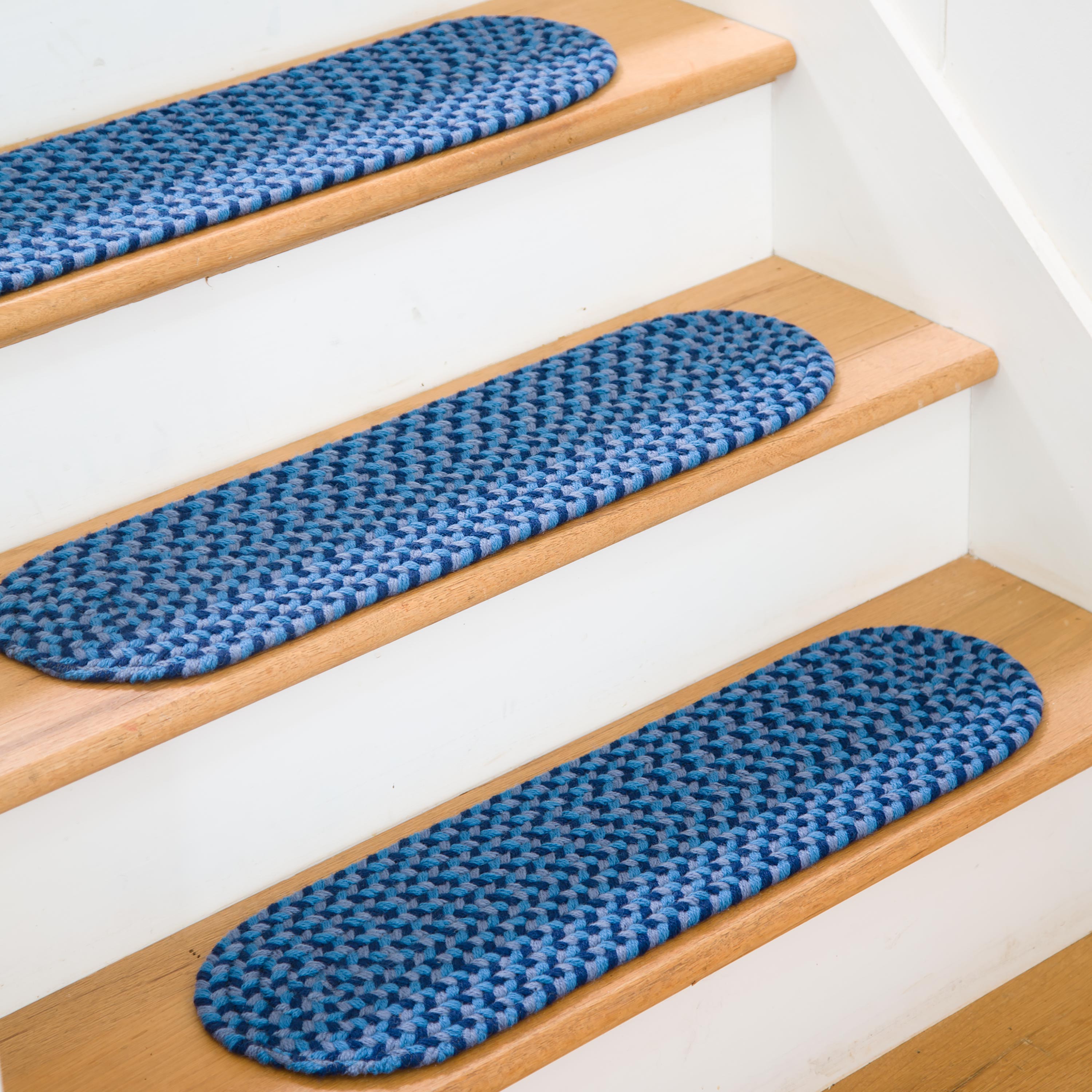 USA-Made Wool Braided Virginia Stair Tread, 8" x 28"