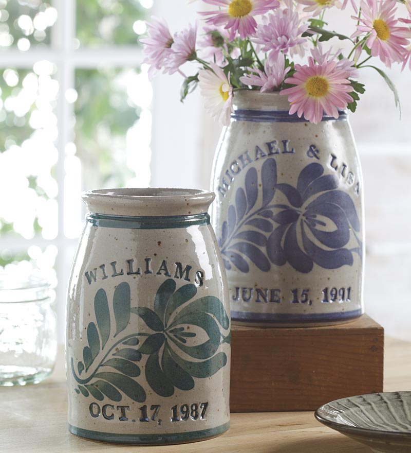 Personalized Stoneware Wedding Crock