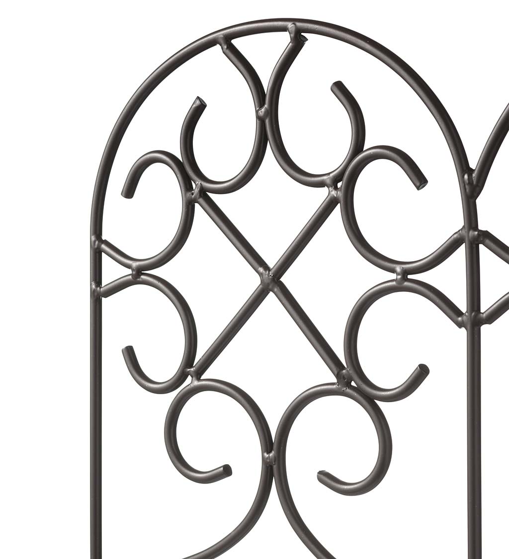 Scrollwork Wrought Iron Edging with Ground Stakes and Gunmetal Finish