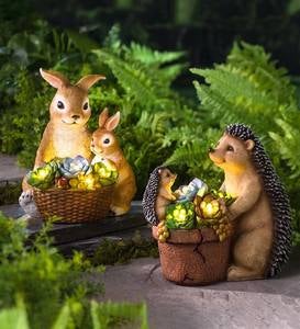 Solar Succulent Hedgehogs Flower Pot Garden Statue