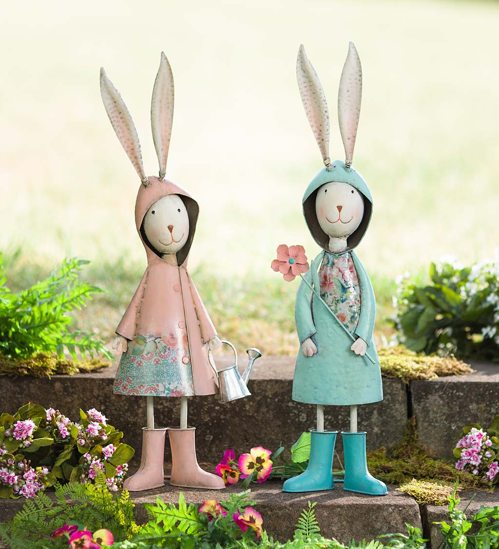 Metal Storybook Rabbit Garden Statue