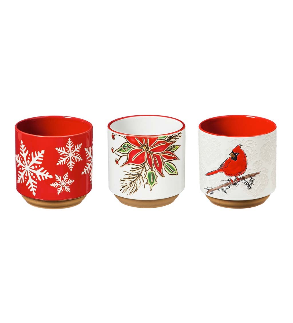 Holiday Ceramic Cachepot, Set of 3