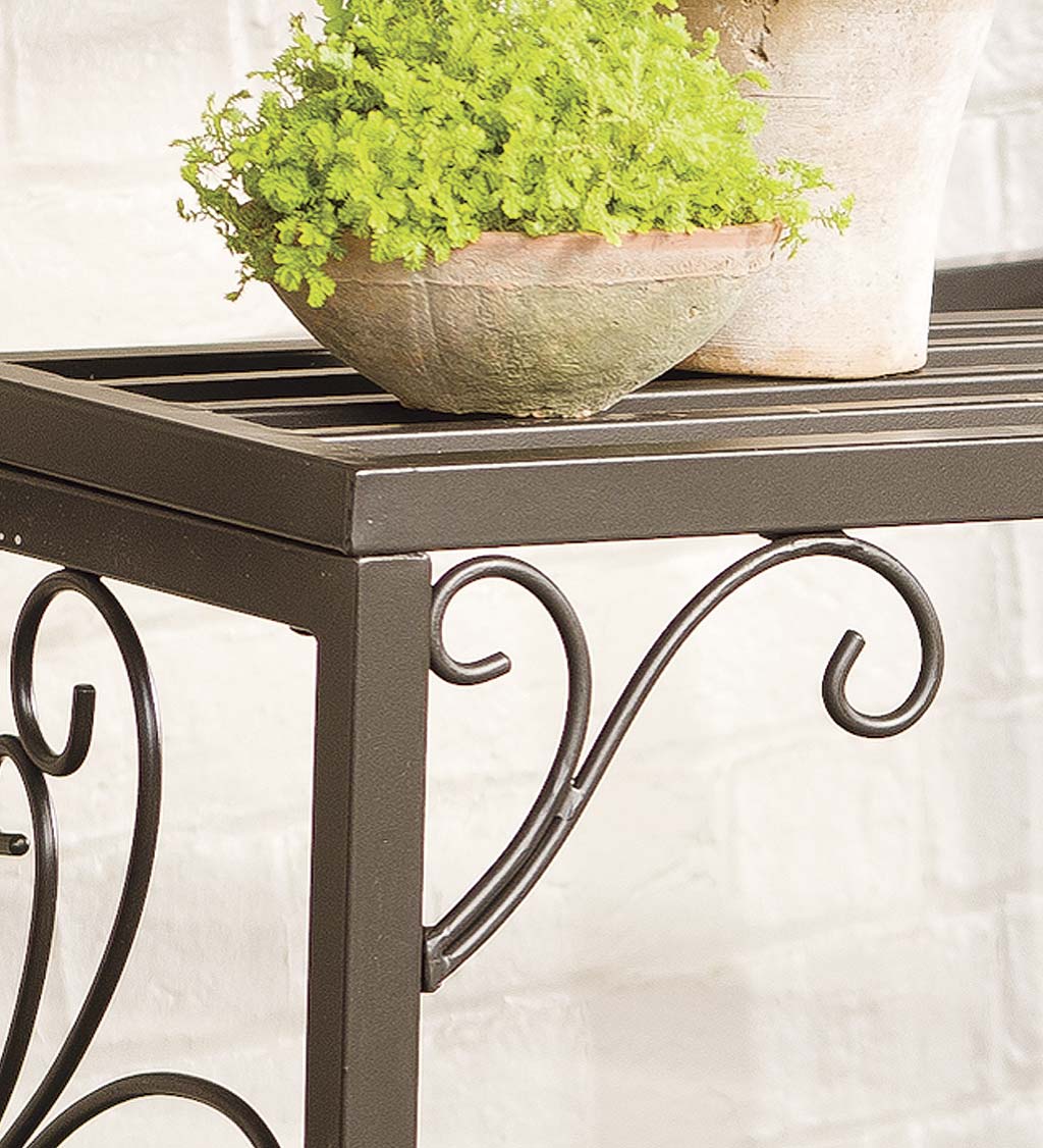 Nesting Metal Plant Stands with Scrollwork, Set of Three