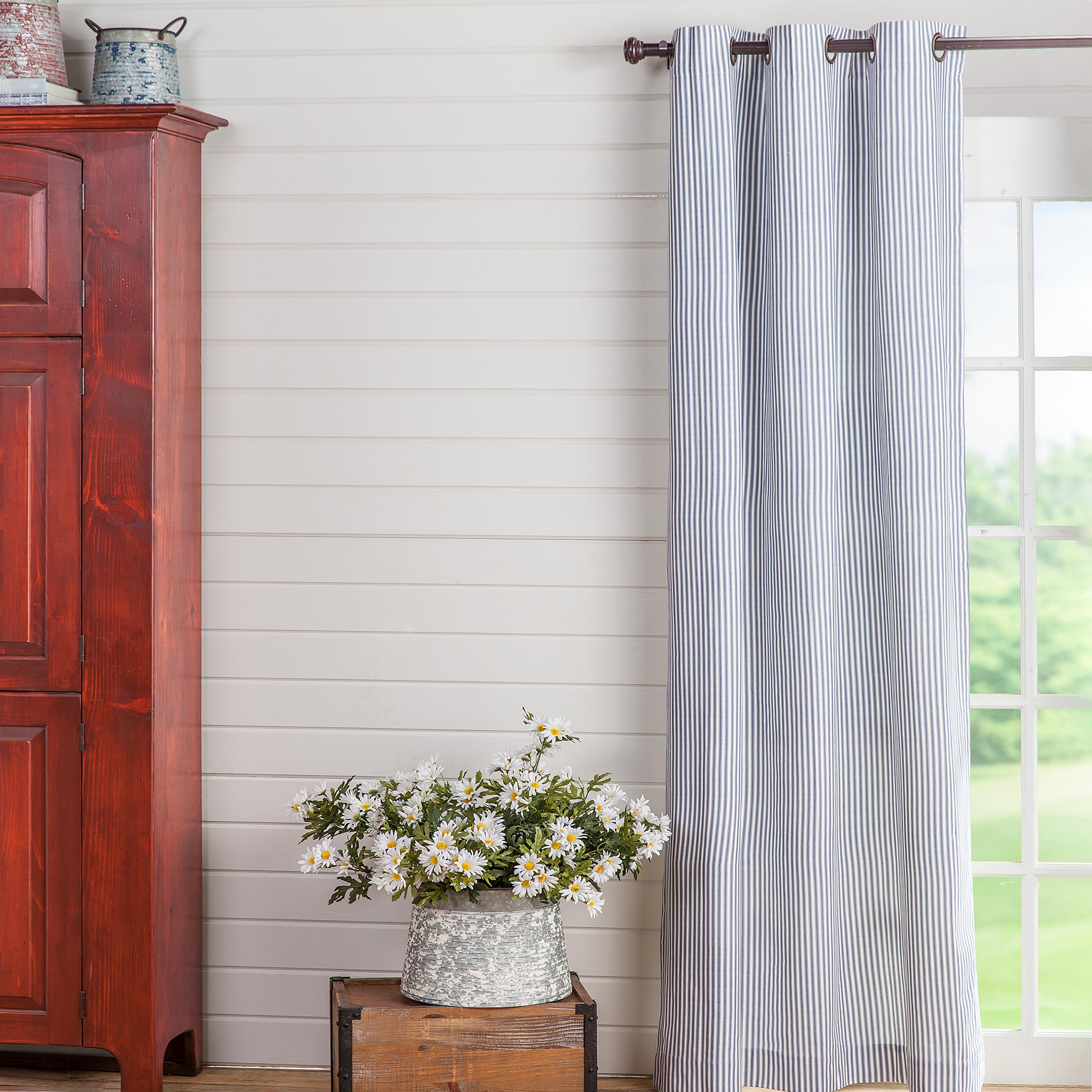 Thermalogic Insulated Ticking Stripe Grommet Top Curtain Pairs