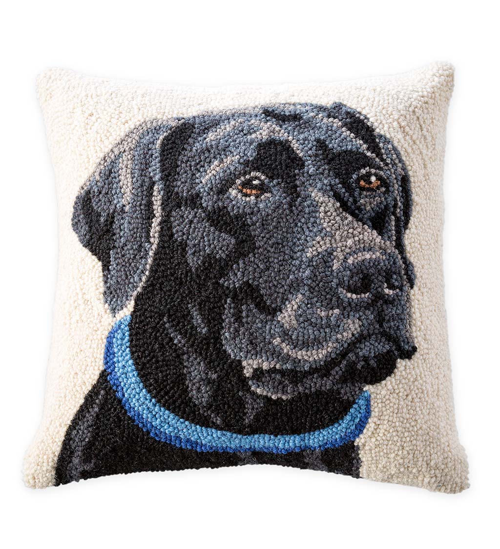 Hand-Hooked Wool Labrador Retriever Throw Pillow