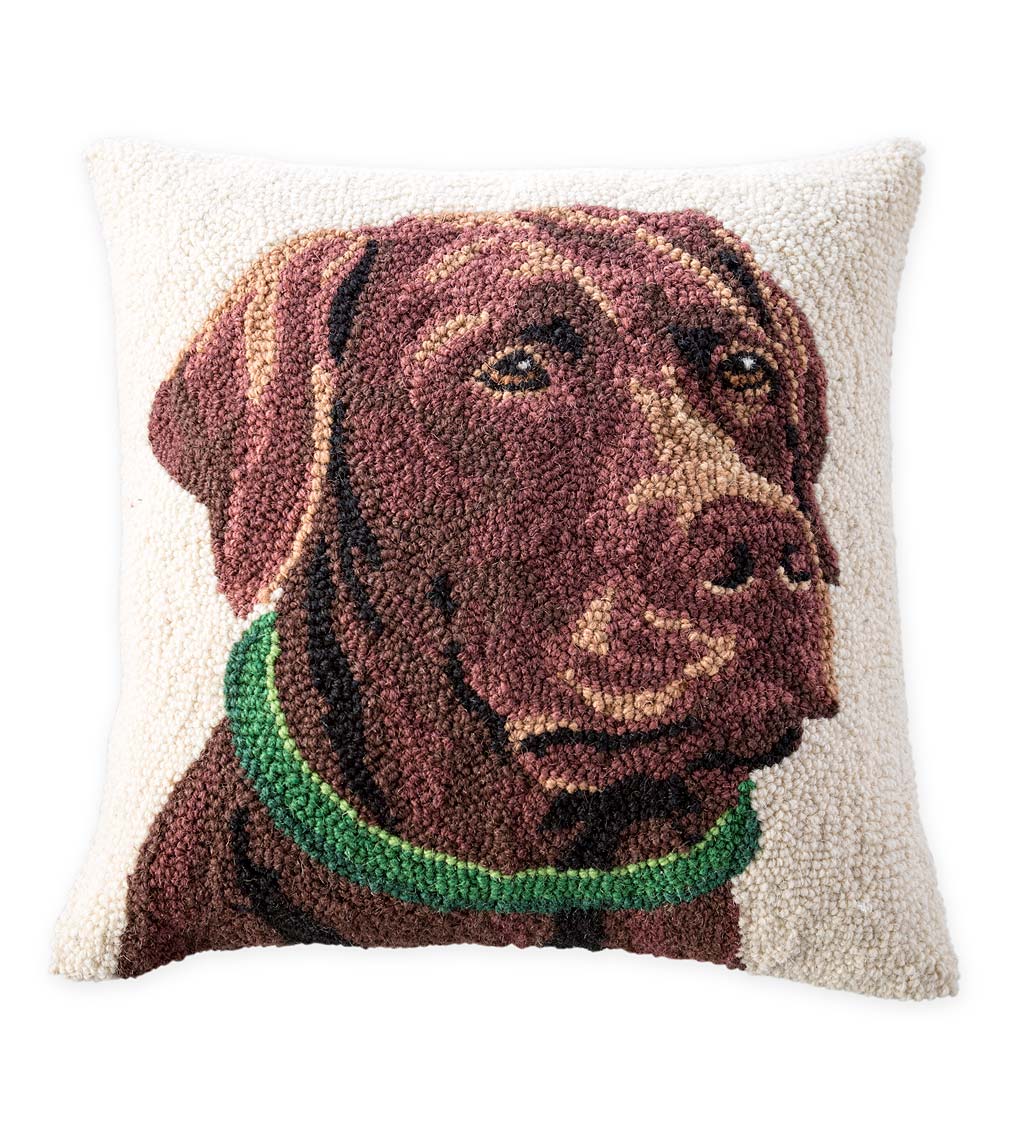 Hand-Hooked Wool Labrador Retriever Throw Pillow