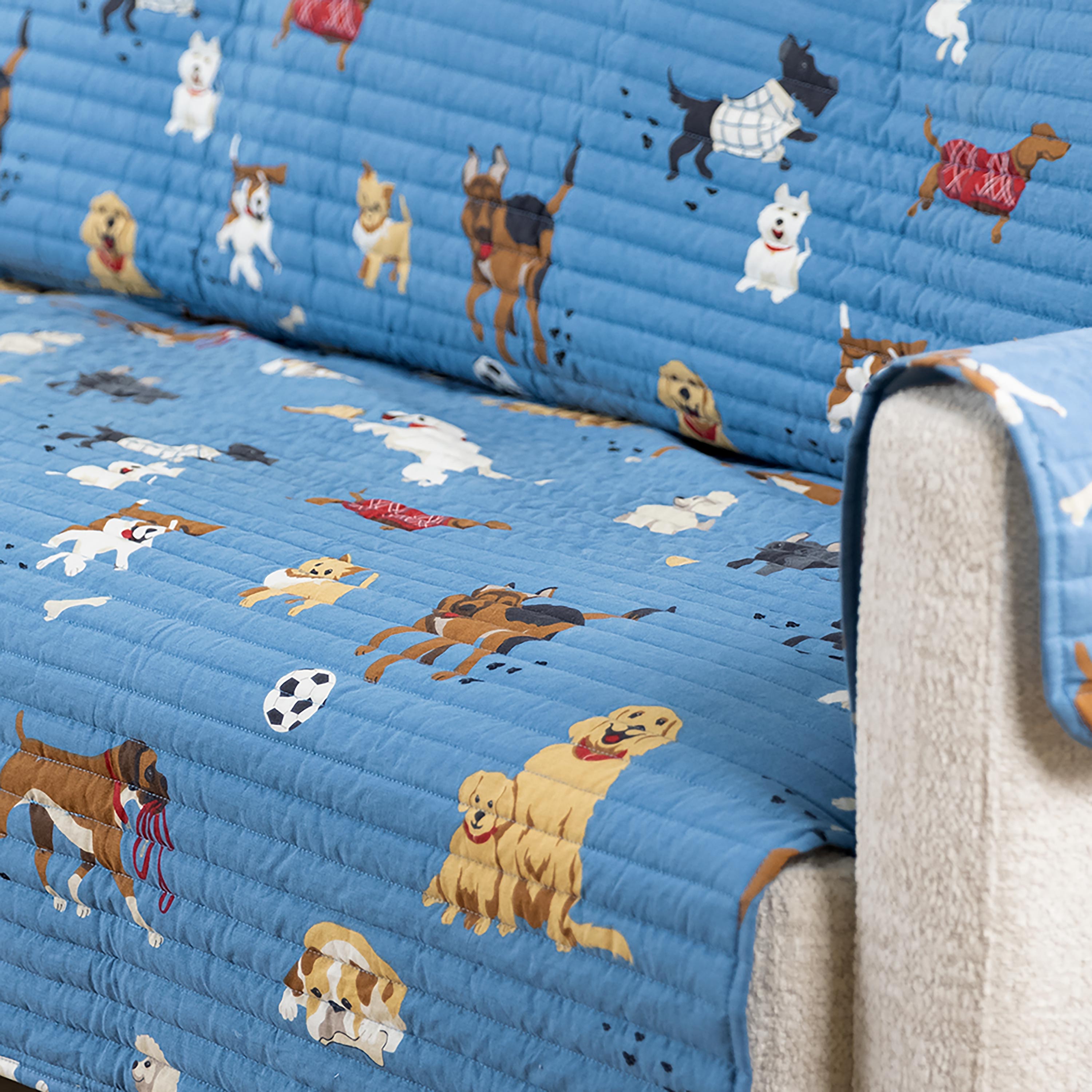 Protective Pet Furniture Cover, Blue Dog Park Design
