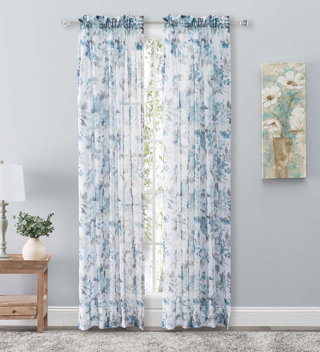 Whimsical Sheer Rod Pocket Panel Curtains and Valance