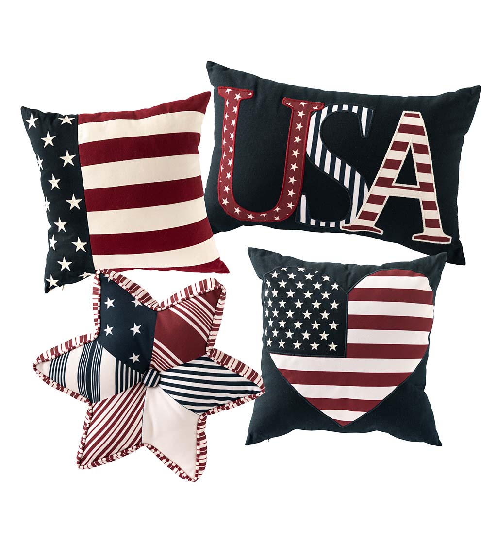 Indoor/Outdoor Patriotic Throw Pillows