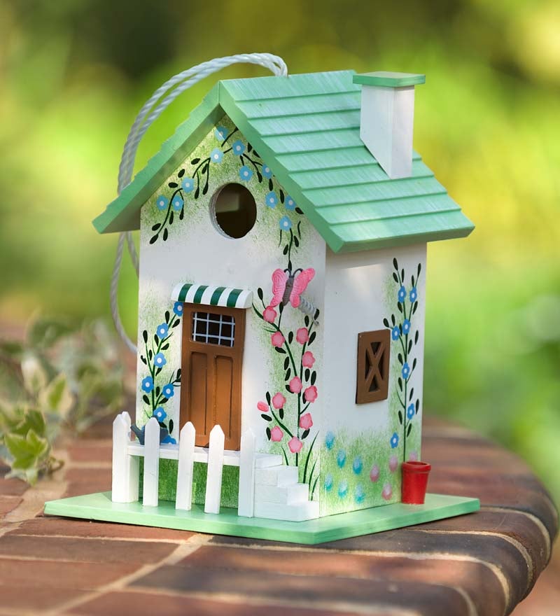 Colorful Cottage Hanging Birdhouse with Cord
