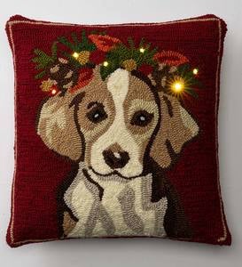 Indoor/Outdoor Lighted Holiday Hounds Pillow