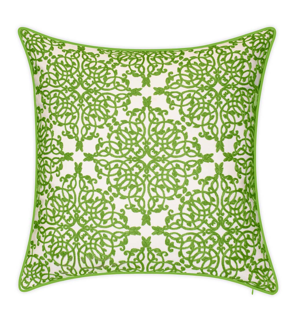 Indoor/Outdoor Embroidered Lacework Throw Pillow
