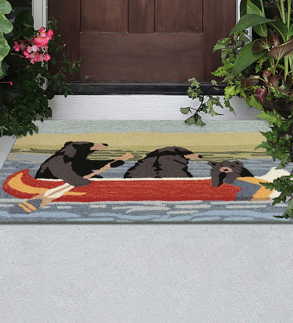 Indoor/Outdoor Synthetic Blend Are We Bear Yet Rug, 24" x 36"