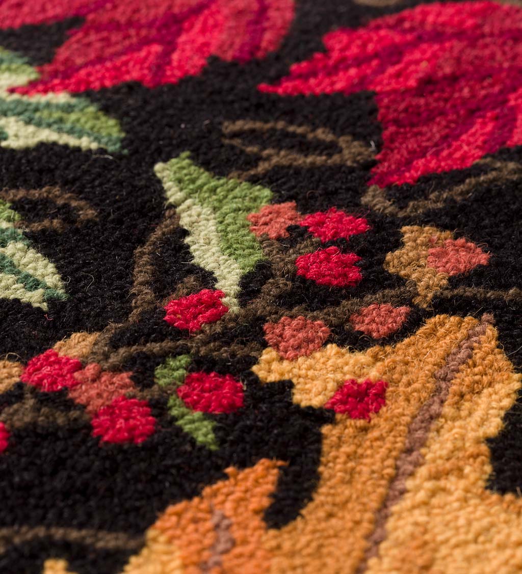 Hooked Wool Falling Leaves Accent and Hearth Rug