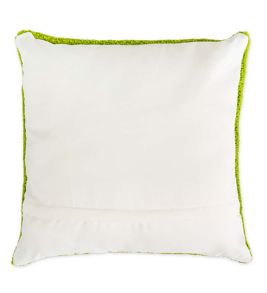 Indoor/Outdoor Yellow Jasmine Hooked Polypropylene Throw Pillow - Yellow