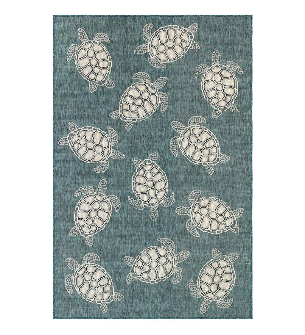 Indoor/Outdoor Textured Sea Turtles Polypropylene Rug