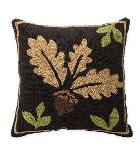 Indoor/Outdoor Woodland Throw Pillow with Acorn