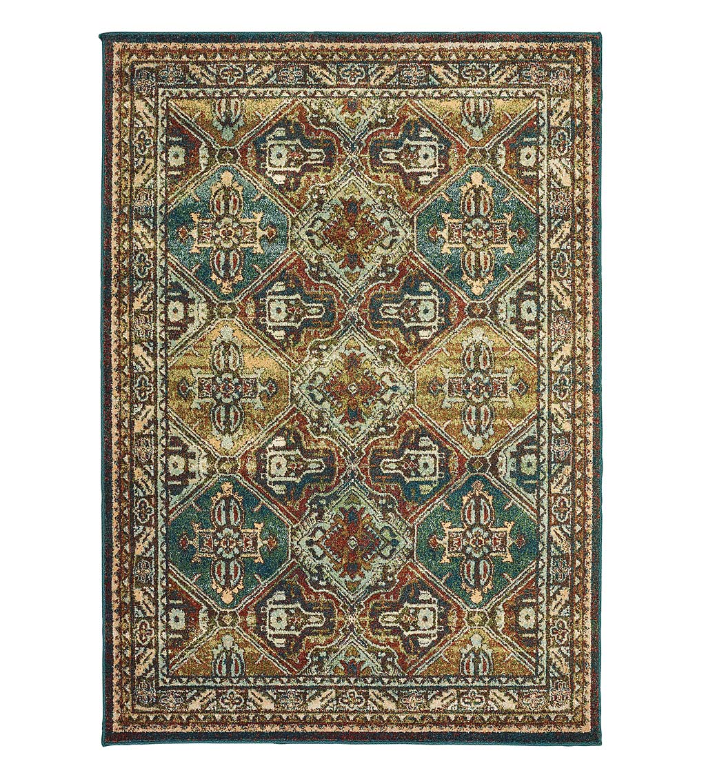 Daughton Teal Polypropylene Rug, 6' x 9'