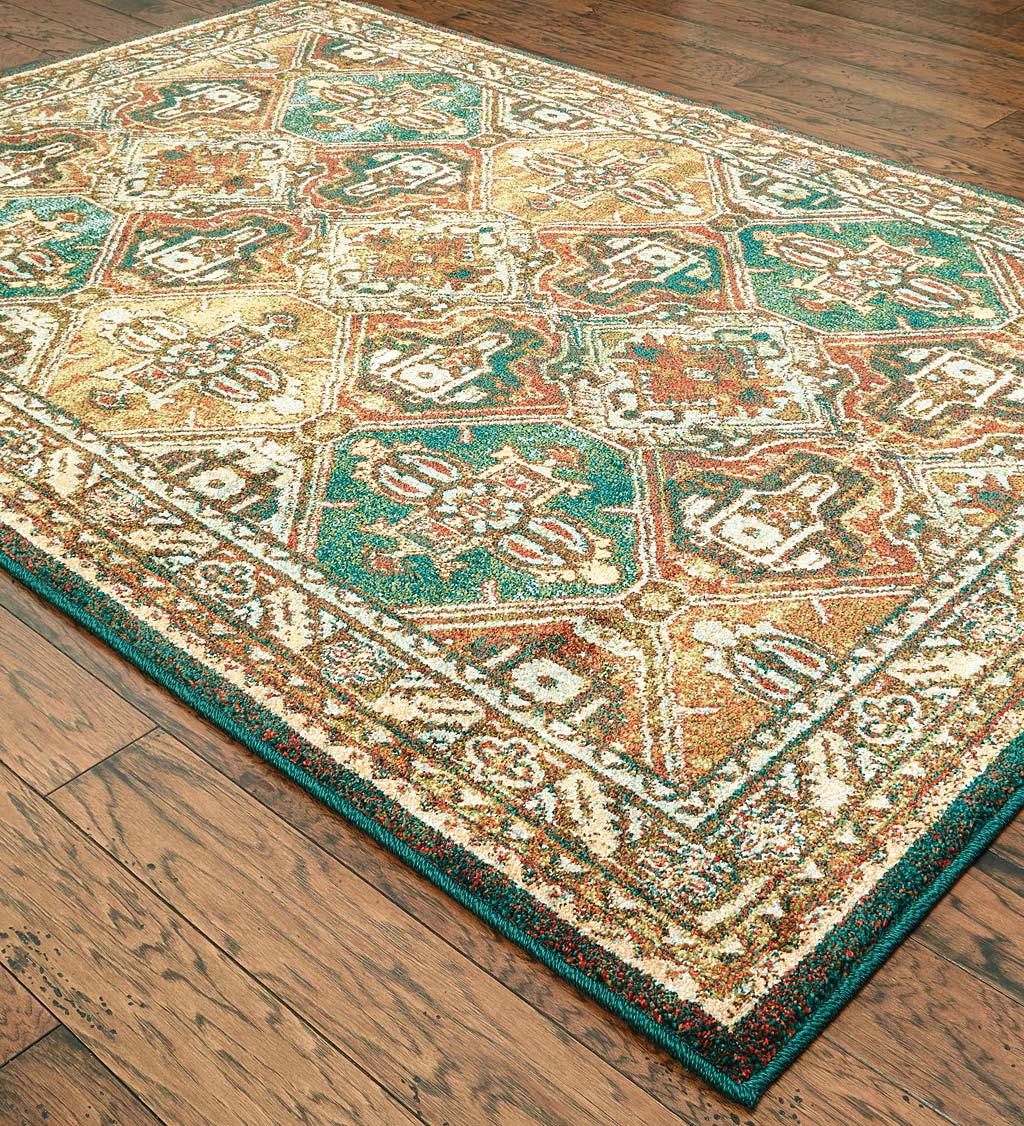 Daughton Teal Polypropylene Rug, 6' x 9'