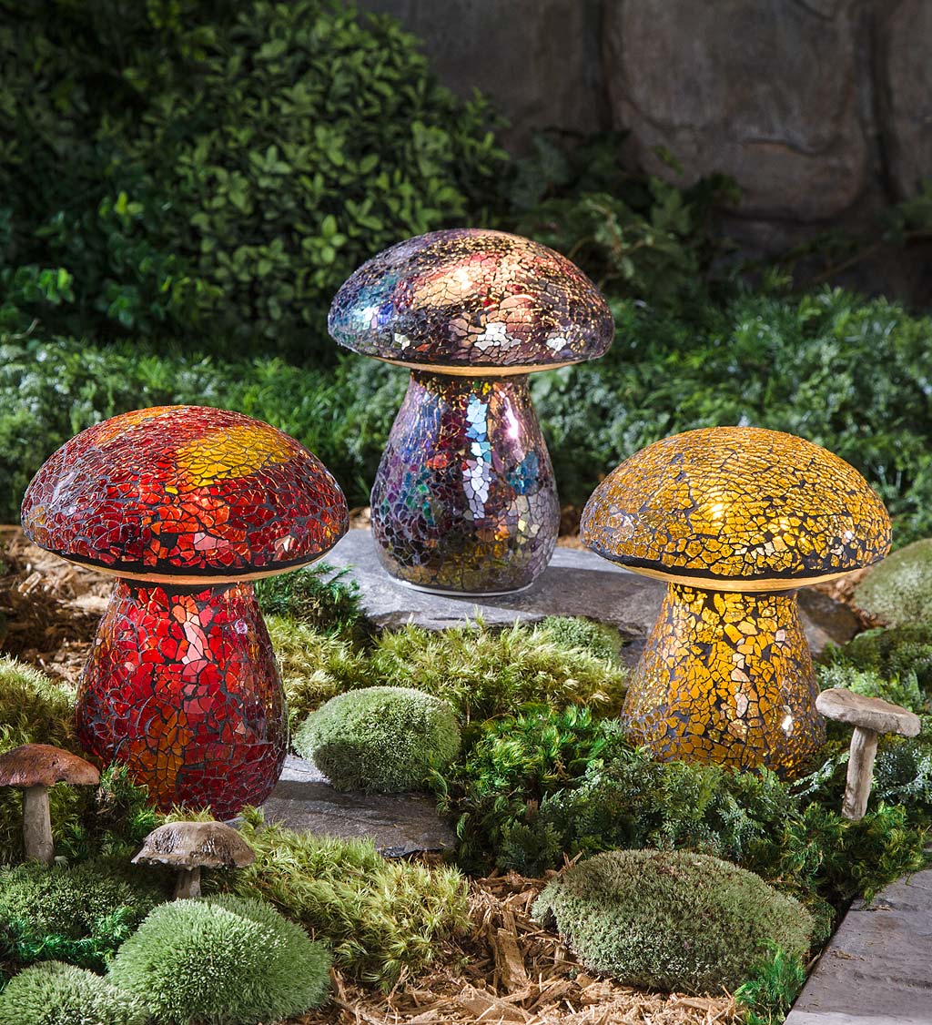 Glass Mosaic Mushroom Lawn Ornament