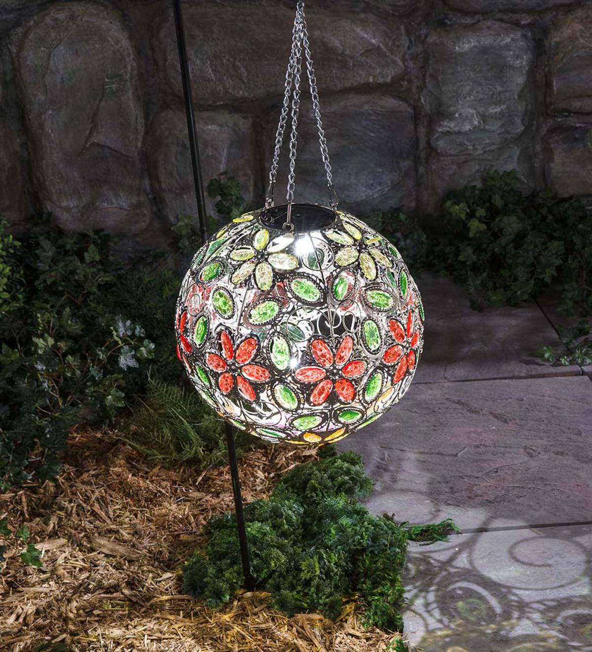 Hanging Solar Multi Flower Jewel Ball