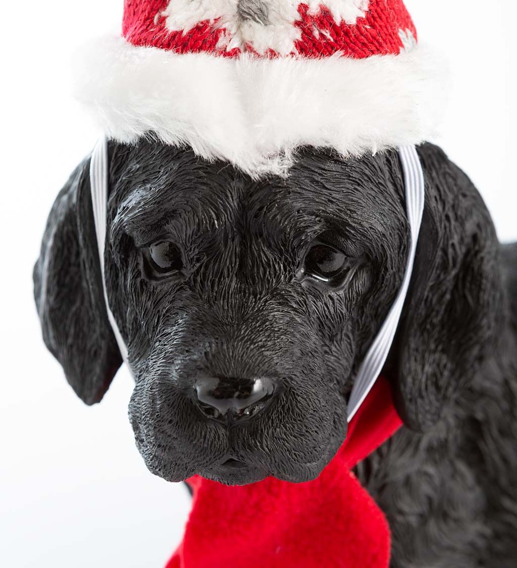 Holiday Labrador Puppy Statue with Hat and Scarf