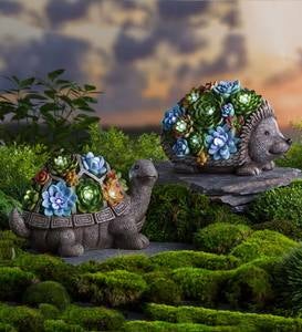 Solar Succulent Turtle Garden Statue