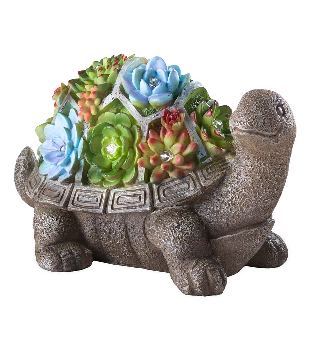 Solar Succulent Turtle Garden Statue