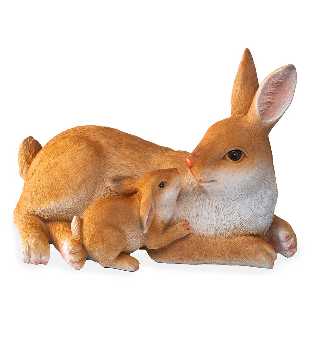 Mother and Baby Rabbit Garden Statue