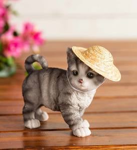 Holiday Kitten Statue with Hat and Scarf