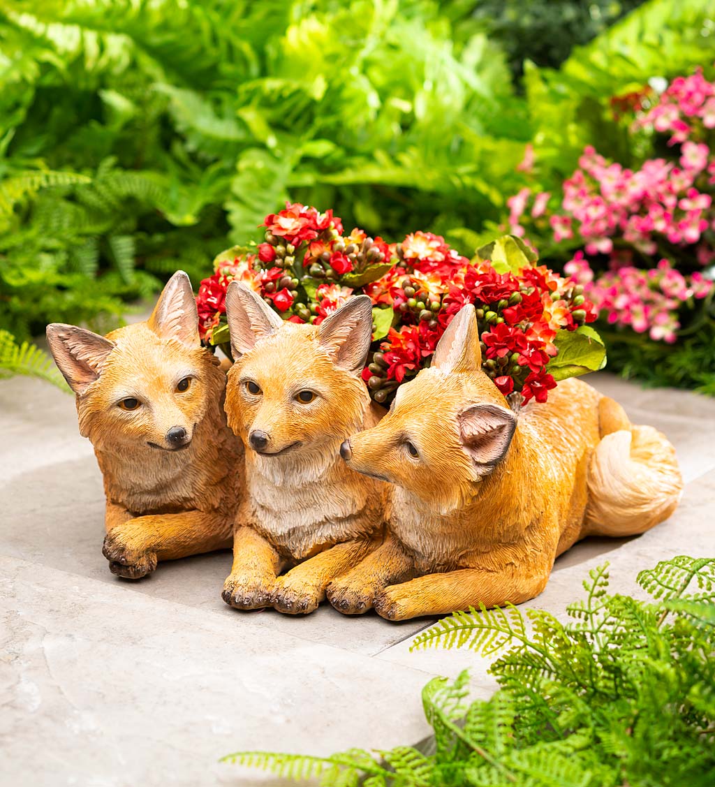 Fox Kit Triplets Planter