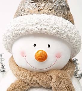 Indoor/Outdoor Holiday Lighted Woodland Snowman Statue