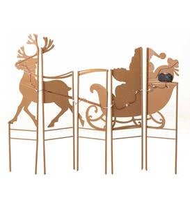 Santa, Sleigh and Reindeer Lighted Landscape Panel Stakes, Set of 5